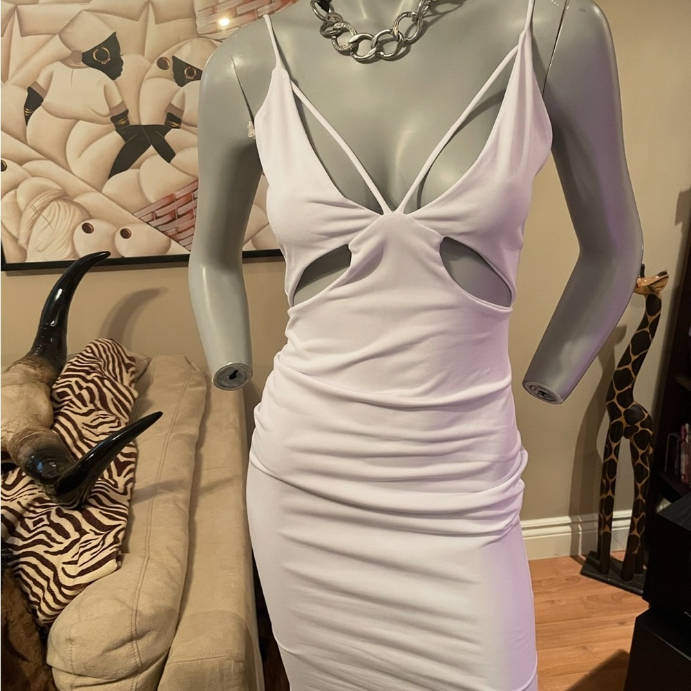 Aria White cut out Bodycon Midi dress❤️L